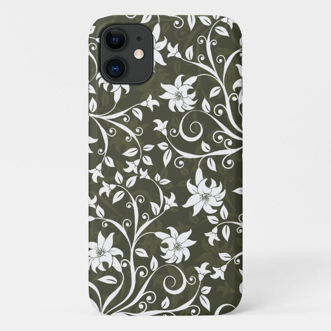 Olive Trumpetblume Blumenmuster Case-Mate iPhone Hülle (Rückseite)