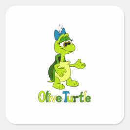 Olive-Turtle-Quadrat-Aufkleber Quadratischer Aufkleber