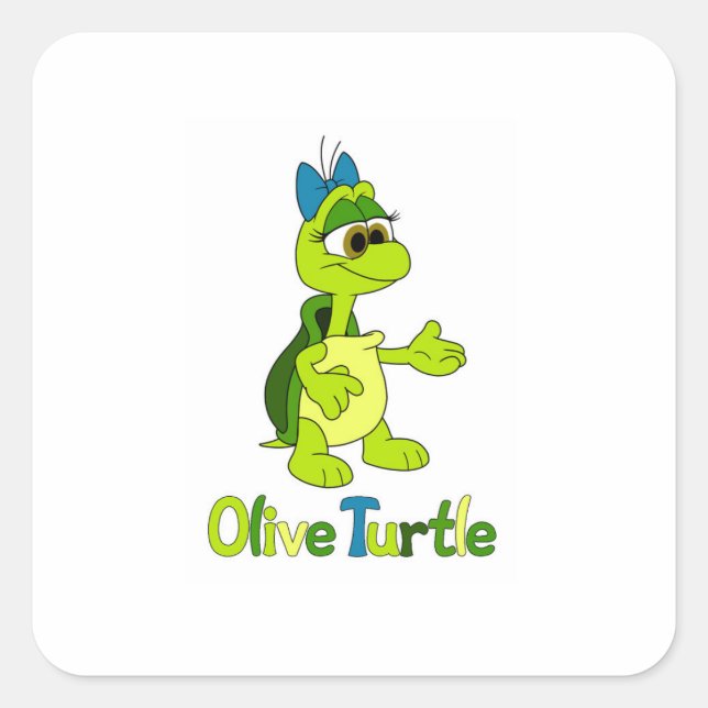 Olive-Turtle-Quadrat-Aufkleber Quadratischer Aufkleber (Vorderseite)