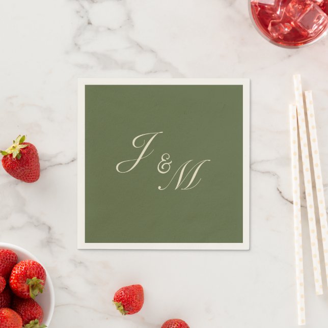 Olive- und Beige-Hochzeitsempfang Serviette (Beispiel)