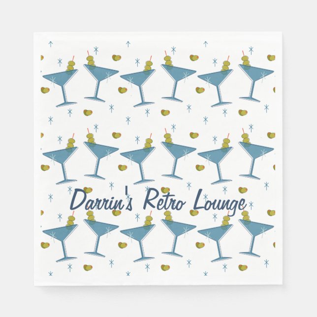 Olive und Blue Martini Party Napkin aus dem Mittel Serviette (Vorderseite)