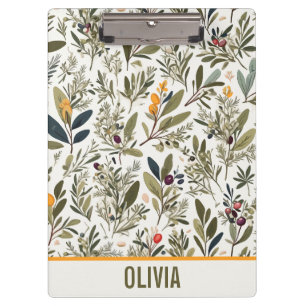 Olive und Kräuter Minimalistisch Elegant Personali Klemmbrett