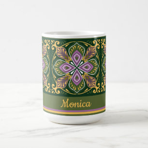 Olive- und Lavendel-Azulejos mit Namen Kaffeetasse
