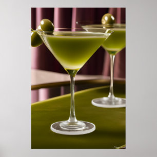Olive Velvet: Klassisches Martini-Stillleben Poster