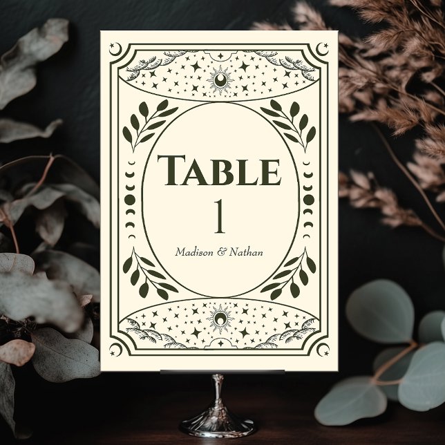 Olive Vintages Tarot Gothic Wedding Table Card Tischnummer (Von Creator hochgeladen)