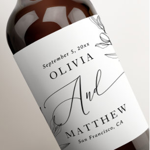 Olive Wedding   Italienische Botanische Schrift Weinetikett