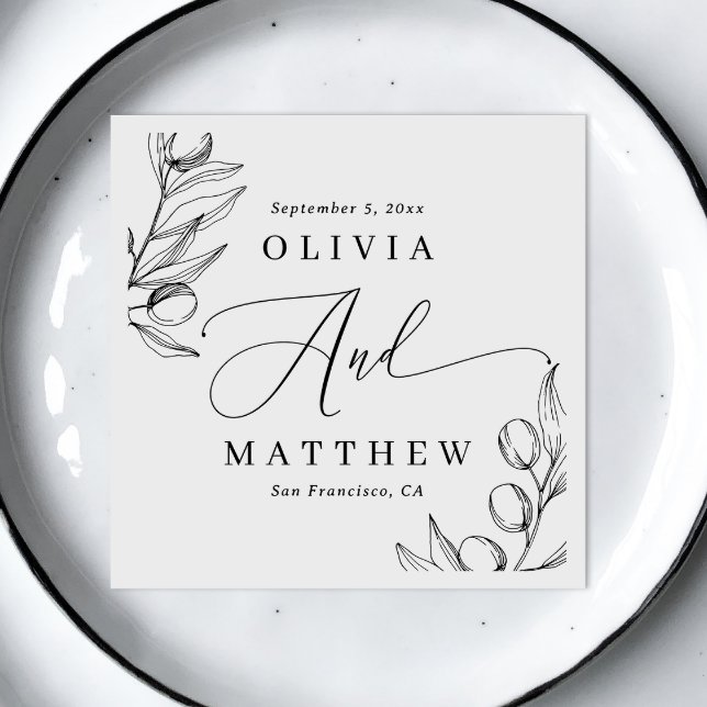 Olive Wedding | Minimalistisches Delikatskript Serviette (Von Creator hochgeladen)