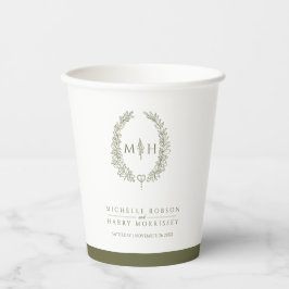 Olive-White-Blatt-Mono-Hochzeit Pappbecher
