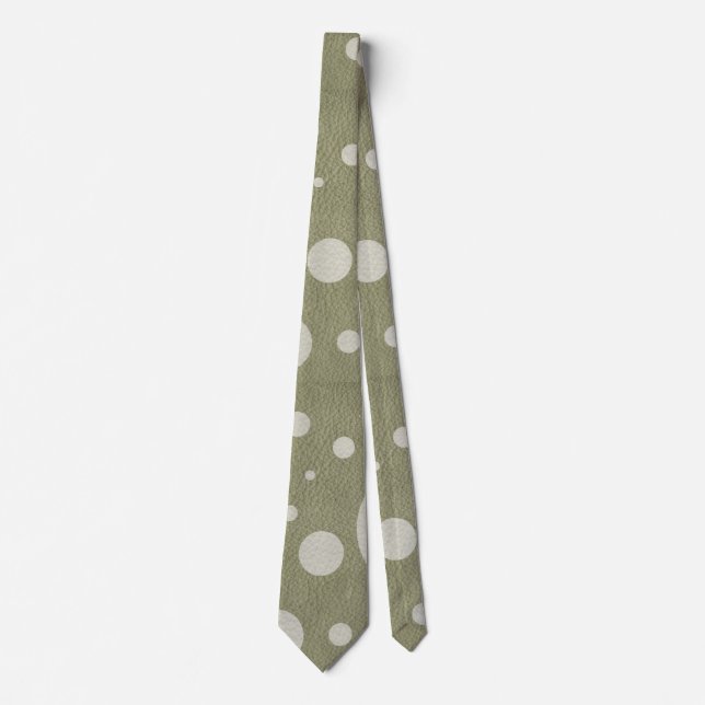 Olive & White Spots und Punkte Krawatte (Vorderseite)
