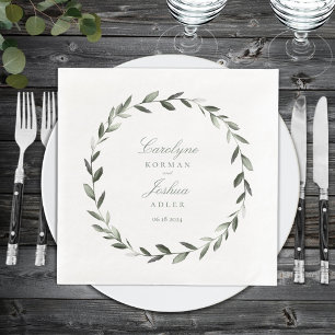 Olive Wreath Wedding Elegant Serviette