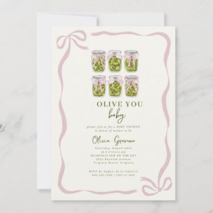 Olive You Baby Coquette Oliven-Glas Baby Shower Einladung
