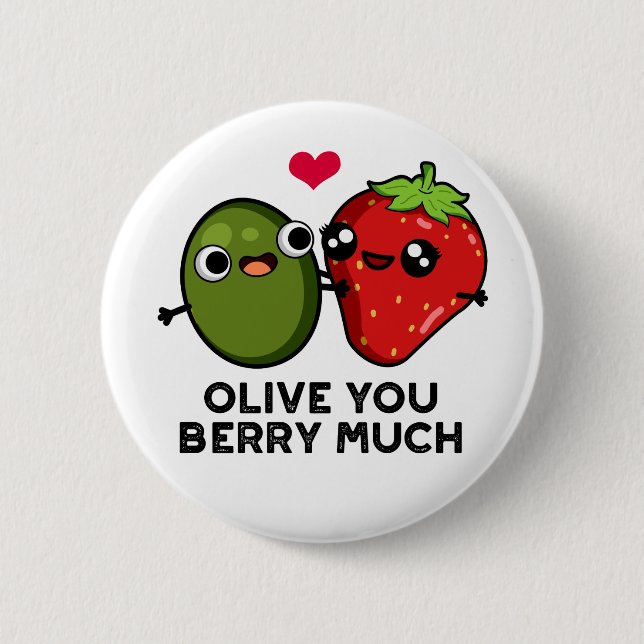 Olive You Berry Viel Niedlicher Fruchtpuffer Button (Vorderseite)