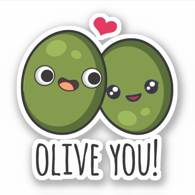 Olive You Funny Liebe Puff Aufkleber (Vorderseite)