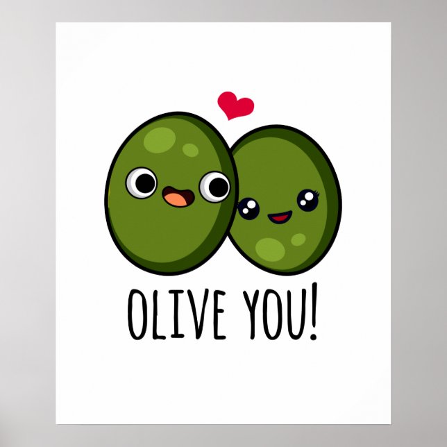 Olive You Funny Liebe Puff Poster (Vorne)