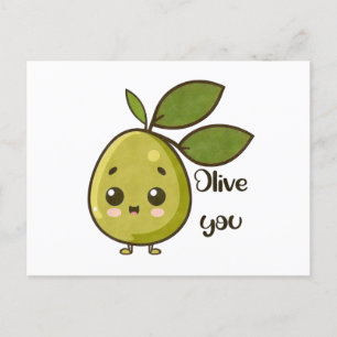 "Olive You" Kawaii Olive Postkarte