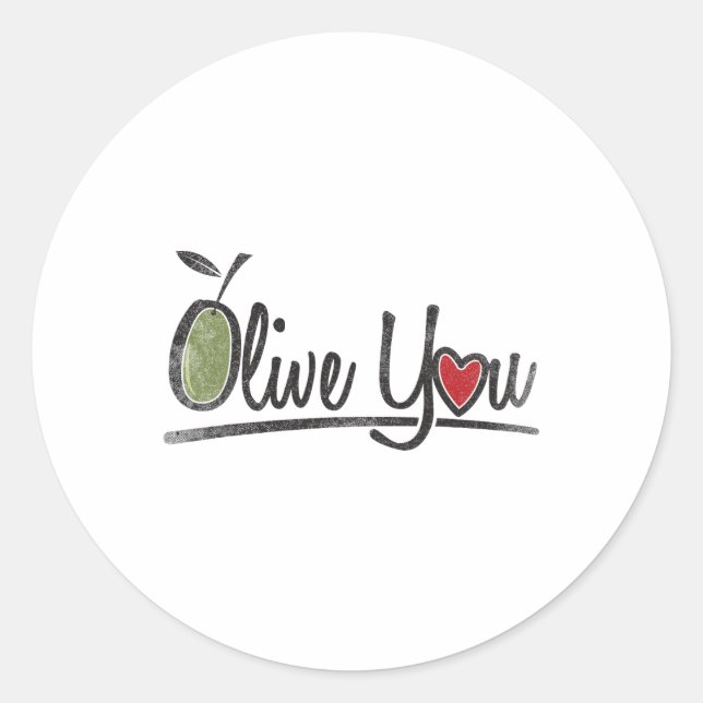 Olive You - Liebe Puff Runder Aufkleber (Vorderseite)