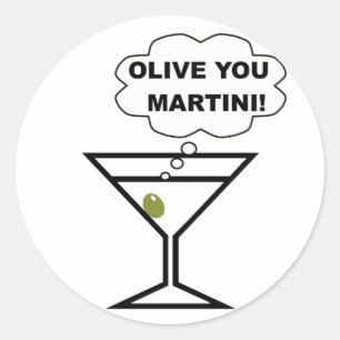 Olive You Martini Runder Aufkleber