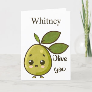 Olive You Niedlich Olive Valentinstag Card Feiertagskarte