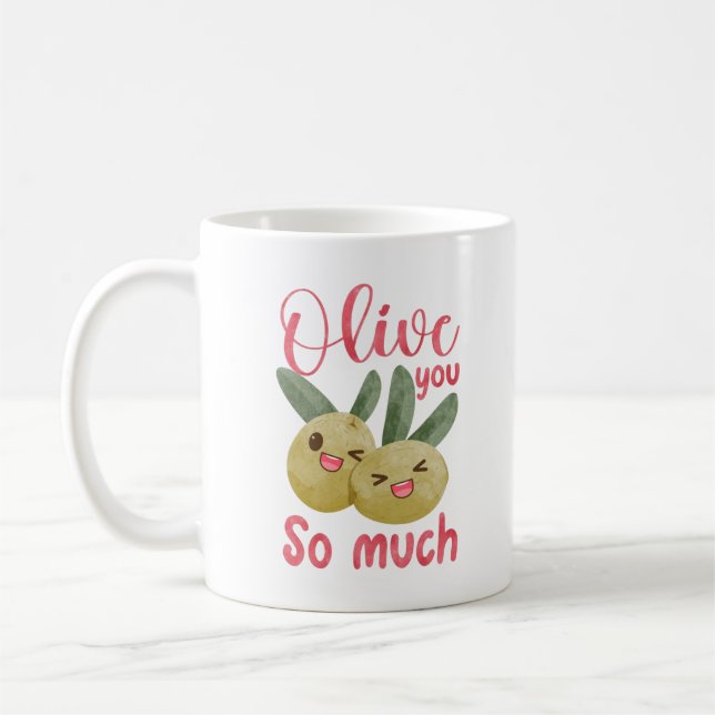 Olive you so viel lustige Food Puff Kaffeetasse (Links)