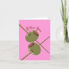 Olive You Süße Rosa Grußkarte Karte