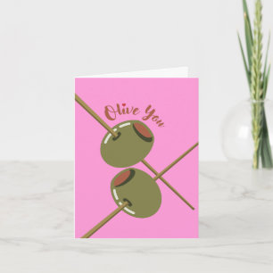 Olive You Süße Rosa Grußkarte Karte