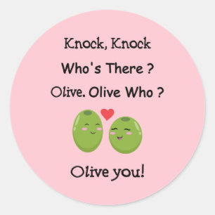 Olive You Valentine's Day Round Sticker