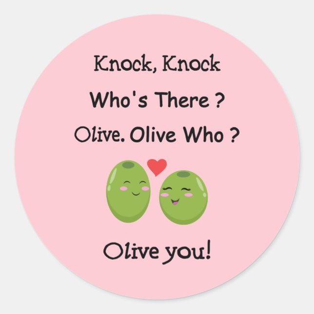 Olive You Valentine's Day Round Sticker (Vorderseite)