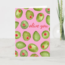 Olive You Watercolor Mütter Day Card