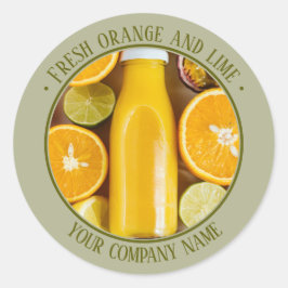 Olivegreen Werbeaktion für frisch orange und Limon Runder Aufkleber