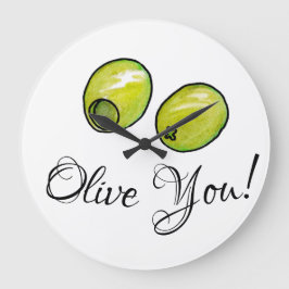 Olivegrün Große Wanduhr