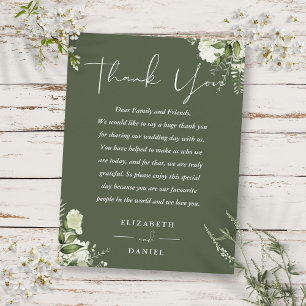 Olivegrüne Dankeskarte für Hochzeitsgäste Postkarte
