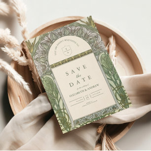 Oliven Art Nouveau Hochzeit Save The Date