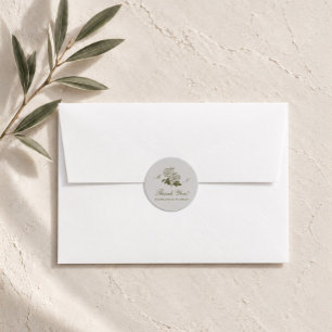 Oliven-Botanik-Monogramm-Hochzeits-Rundsticker Runder Aufkleber