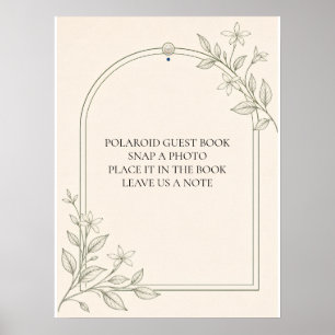 Oliven-Botanik-Polaroid-Gästebuch-Hochzeitsschild Poster