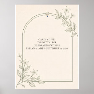 Oliven-Botanische Hochzeitskarten und Geschenke-Sc Poster