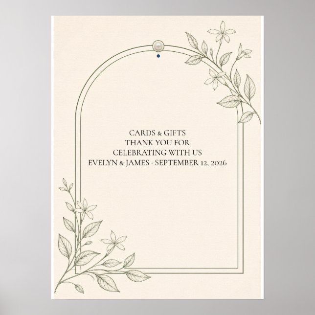 Oliven-Botanische Hochzeitskarten und Geschenke-Sc Poster (Vorne)