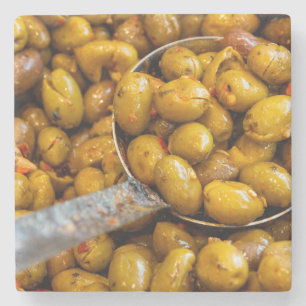 Oliven der Sorte Nocellara Etnea Steinuntersetzer