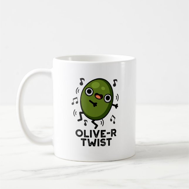 Oliven-Drehung Funny Obstblütenpuin Kaffeetasse (Links)
