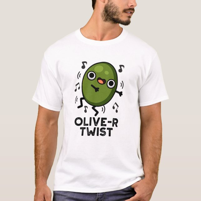 Oliven-Drehung Funny Obstblütenpuin T-Shirt (Vorderseite)