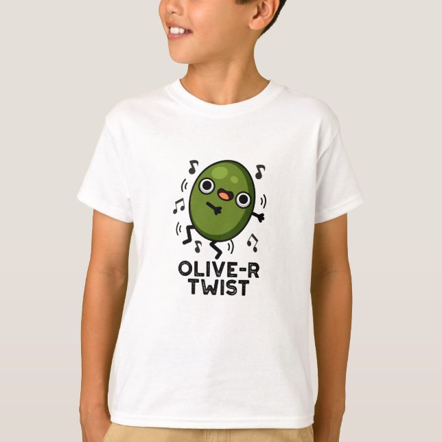 Oliven-Drehung Funny Obstblütenpuin T-Shirt (Vorderseite)
