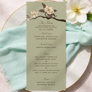 Oliven-Eleganz Vintage-Magnolie Hochzeit Menükarte