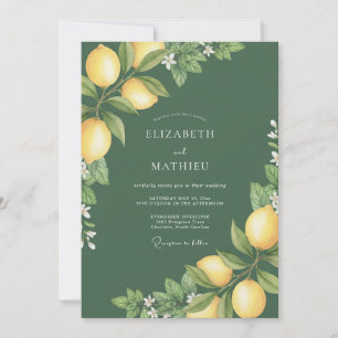 Oliven-Gelb-Zitrus-Eukalyptus-Hochzeit Einladung