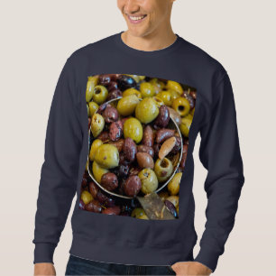 Oliven, gesäumt, schwarz und grün sweatshirt