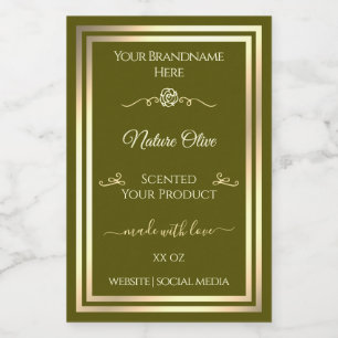 Oliven Green Product Label Gold Frame Vintage Rose Lebensmitteletikett