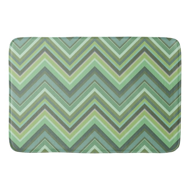 Oliven Green Zigzag Badematte (Vorderseite)