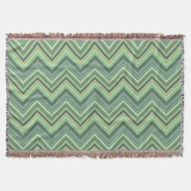 Oliven Green Zigzag Decke (Vorderseite)