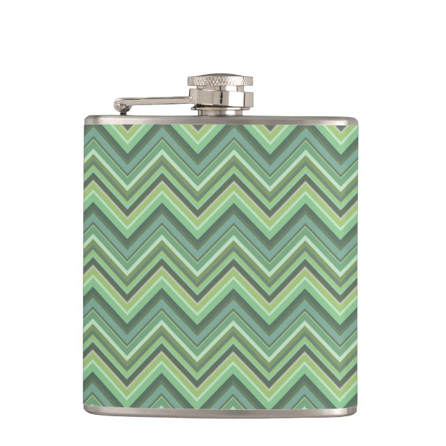 Oliven Green Zigzag Flachmann (Vorderseite)