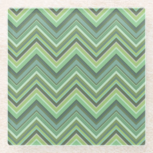 Oliven Green Zigzag Glasuntersetzer