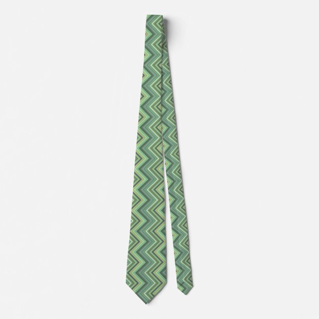 Oliven Green Zigzag Krawatte (Vorderseite)