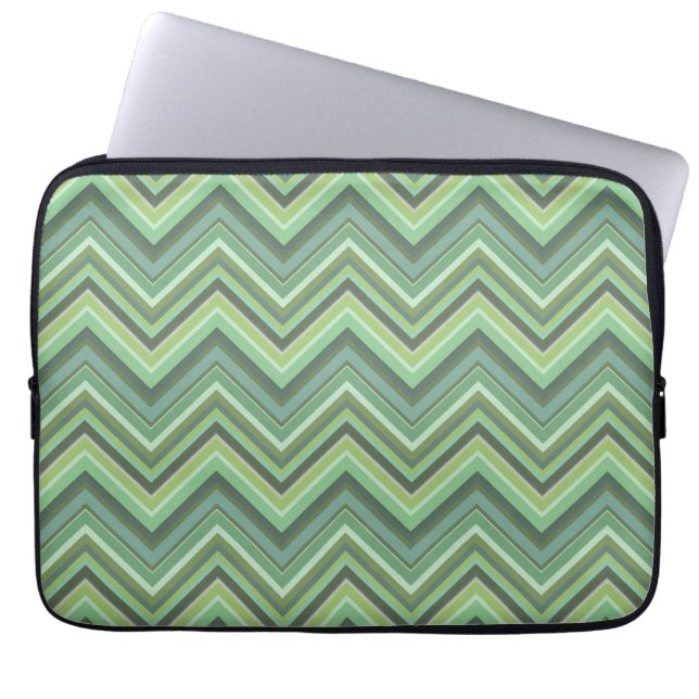 Oliven Green Zigzag Laptopschutzhülle (Vorderseite)